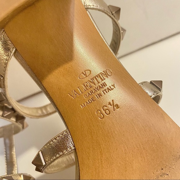 Valentino Rockstud Metallic Calfskin Leather Slide Sandals with Block Heel - Picture 11 of 16